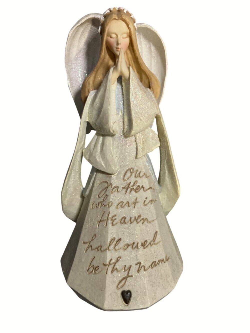 Foundations Enesco 2006 Angel Figurine With Lord's Prayer Text By Karen Hahn